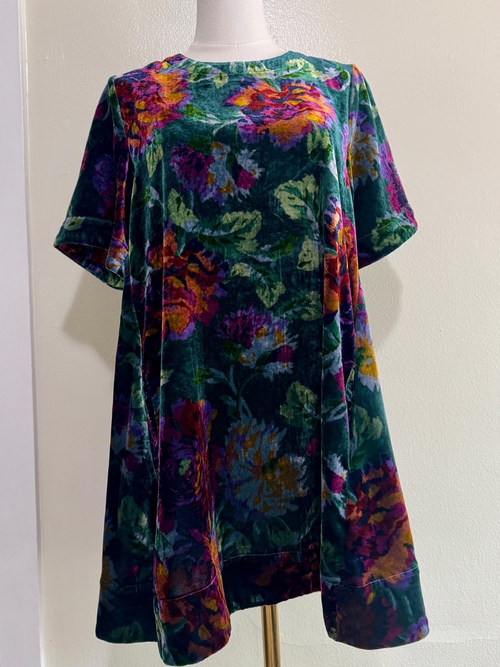 Maeve Teal Floral Velvet Tunic